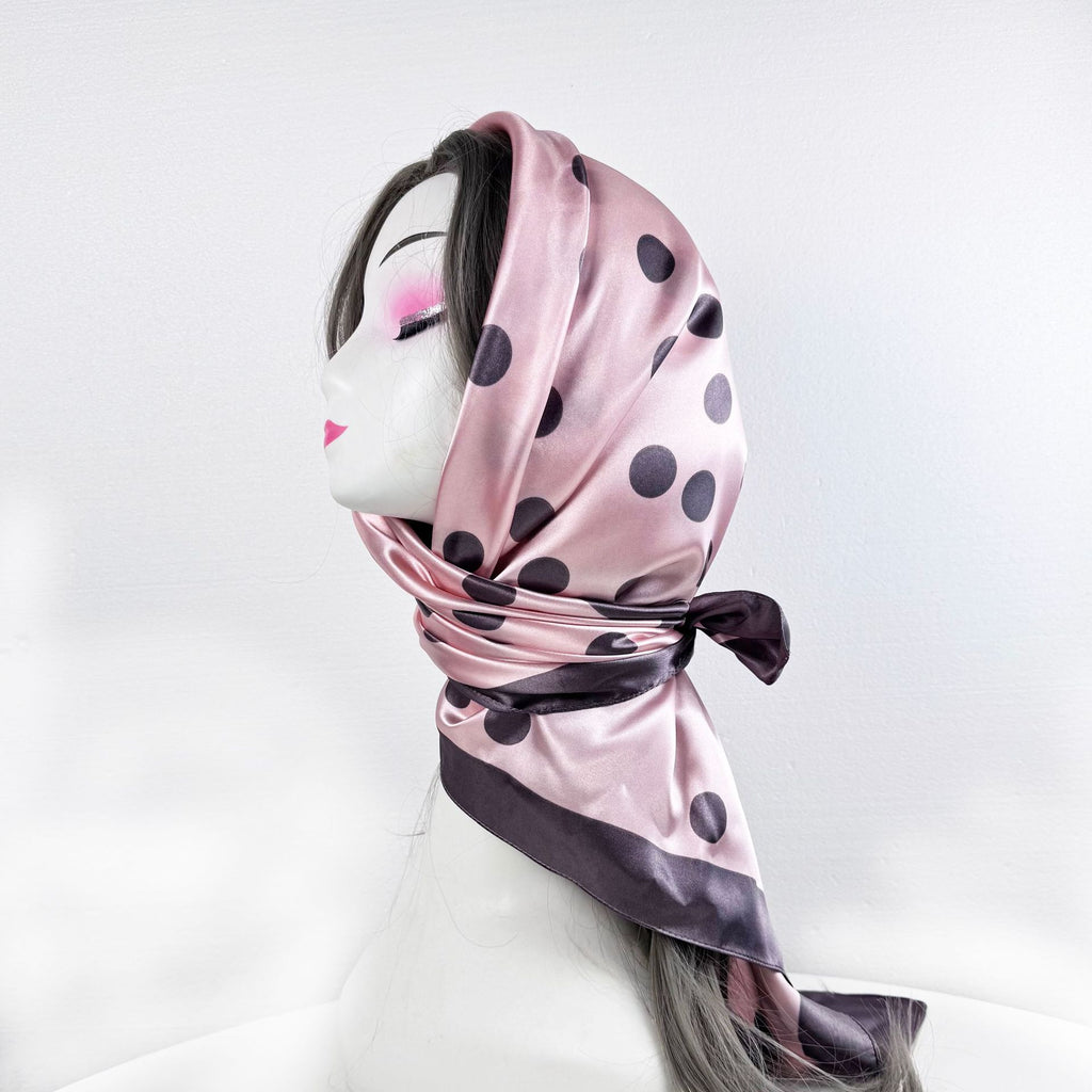 simple and elegant large polka dot printed silk scarf 90cm large square scarf, women's headscarf, yarn scarf.