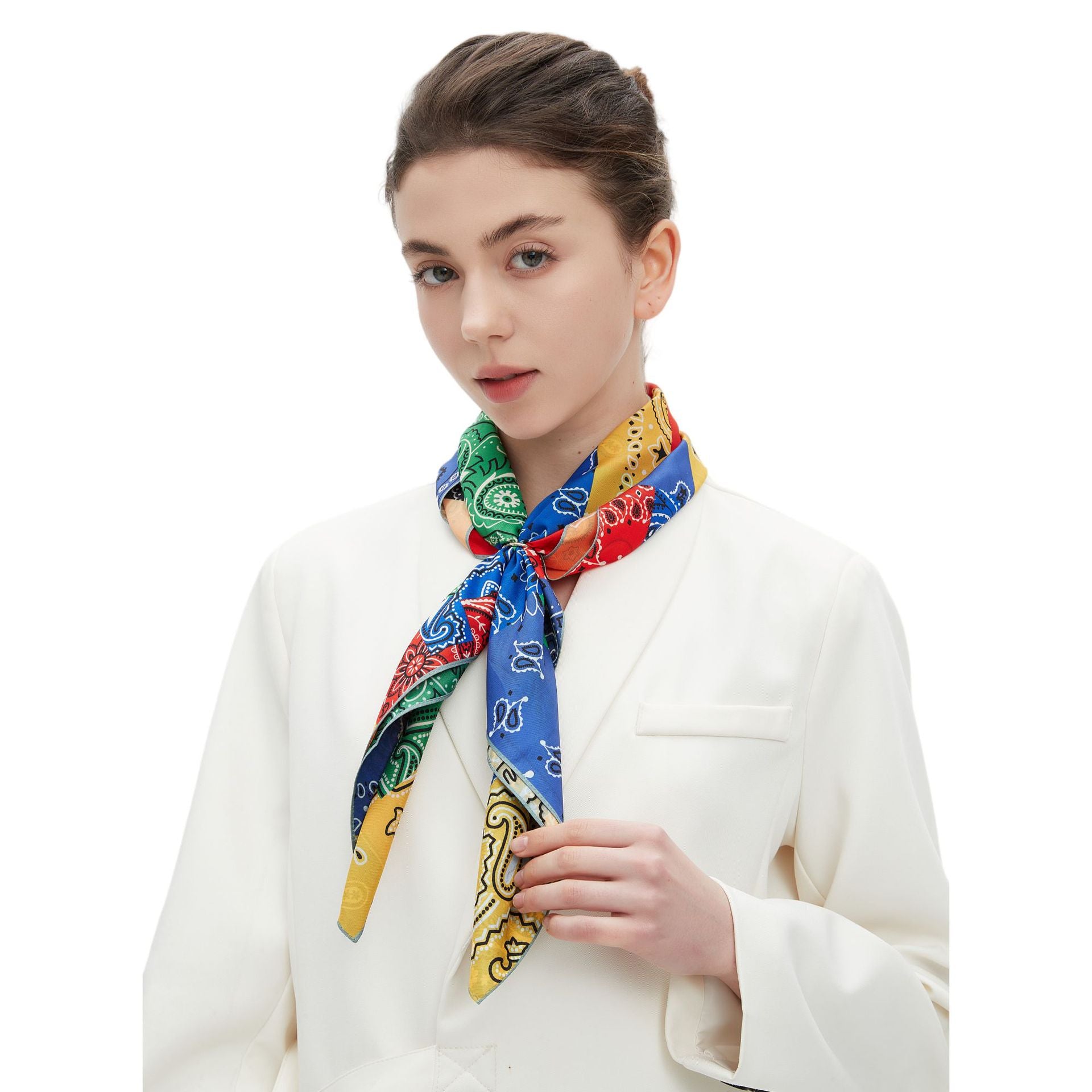 2025 new spring, summer and autumn thin headscarf double-sided printed silk scarf square scarf