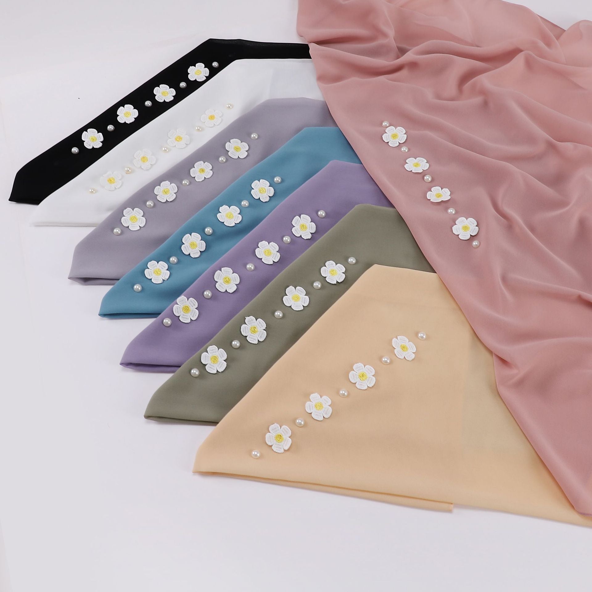New fashion gardenia pearl chiffon square scarf  scarf 90cm square scarf