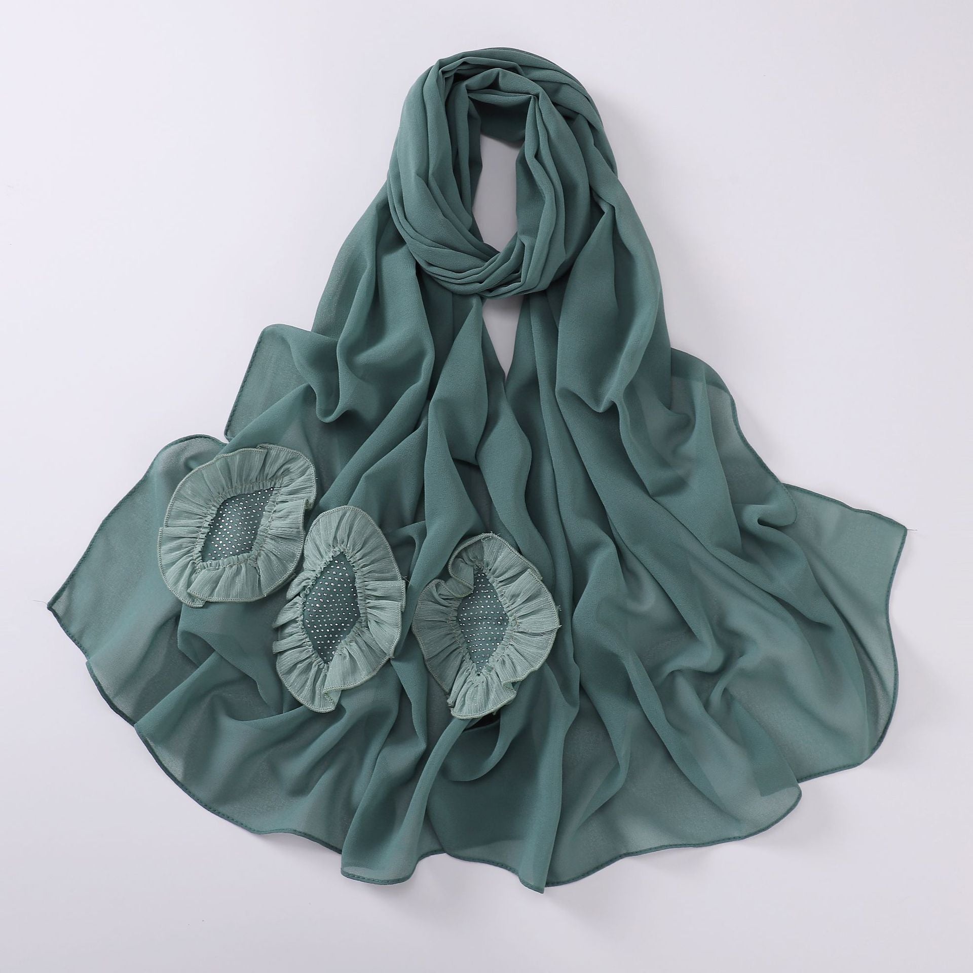 New pearl chiffon scarf, hot diamond pleated lace long scarf, Middle East and Africa headscarf, Malay hijab