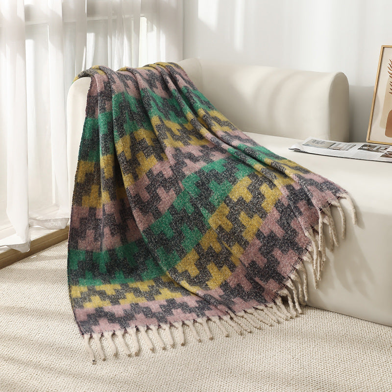 Blanket 2025 new European and American autumn and winter circle yarn imitation mohair thickened jacquard Great Wall shawl