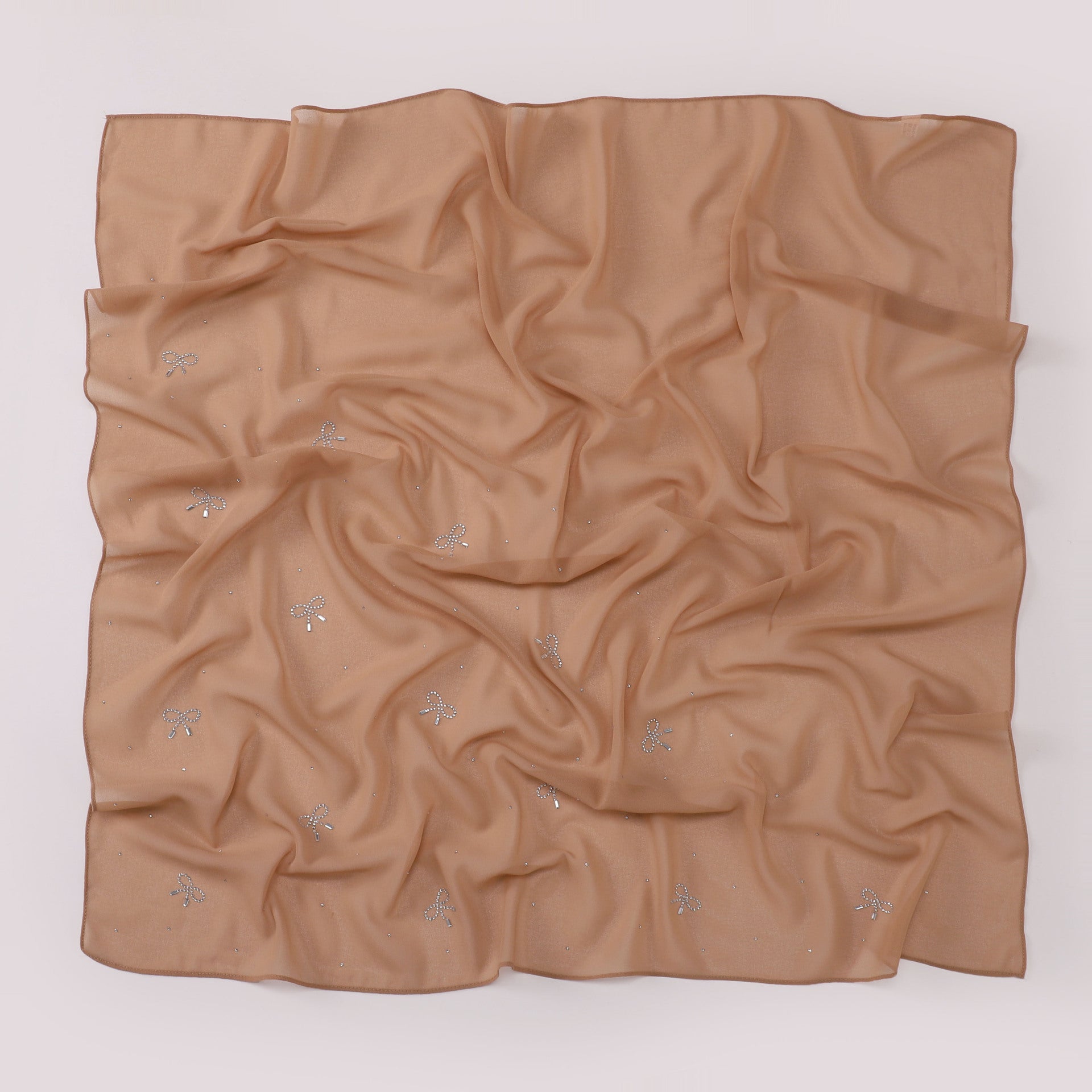 Simple solid color hot diamond pearl chiffon square scarf fashion scarf 90CM