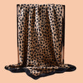 2025 new 90cm-satin classic leopard print square scarf with sunscreen, head silk scarf decorative scarf