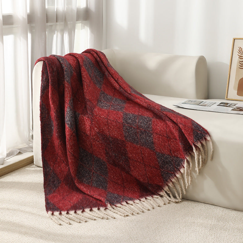 Blanket 2025 new European and American autumn and winter circle yarn imitation mohair thickened large shawl jacquard blanket