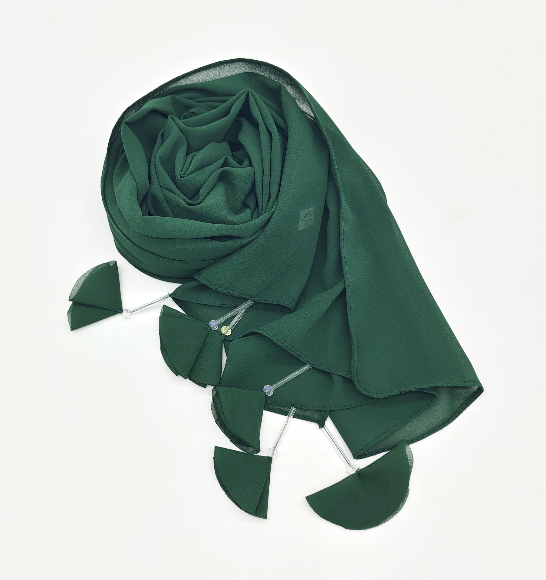 New crystal flower fringed pearl chiffon long towel women's hijab malaysia Indonesian Headscarf