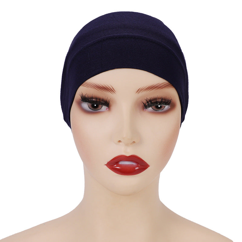 Modal monochrome tube hat bottoming cap, high elastic mercerized cotton women's Arabian scarf cap