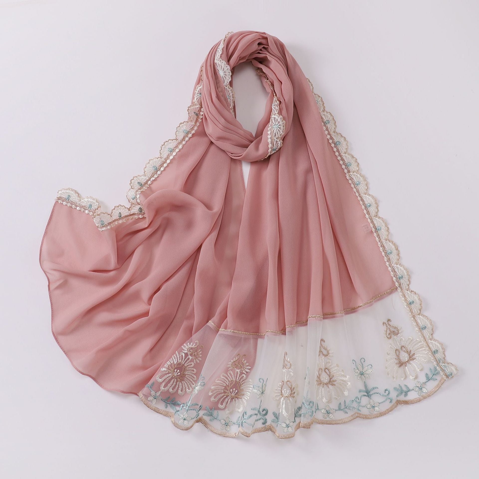 New chiffon color lace L-shaped long scarf  scarf Middle East and Africa headscarf hijab