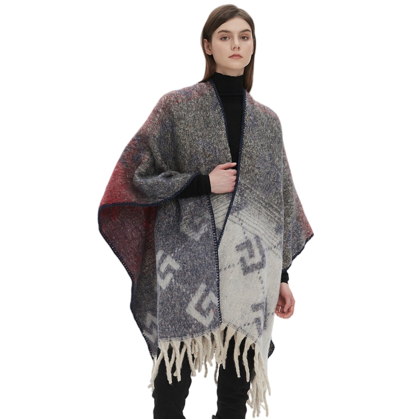 2025 new European and American autumn and winter circle yarn imitation mohair thickened jacquard letter shawl