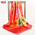 Fashion Spring and Autumn New Simple Small Fresh Peony Satin 90 * 90 Women, Silk Scarf Scarf Shawl