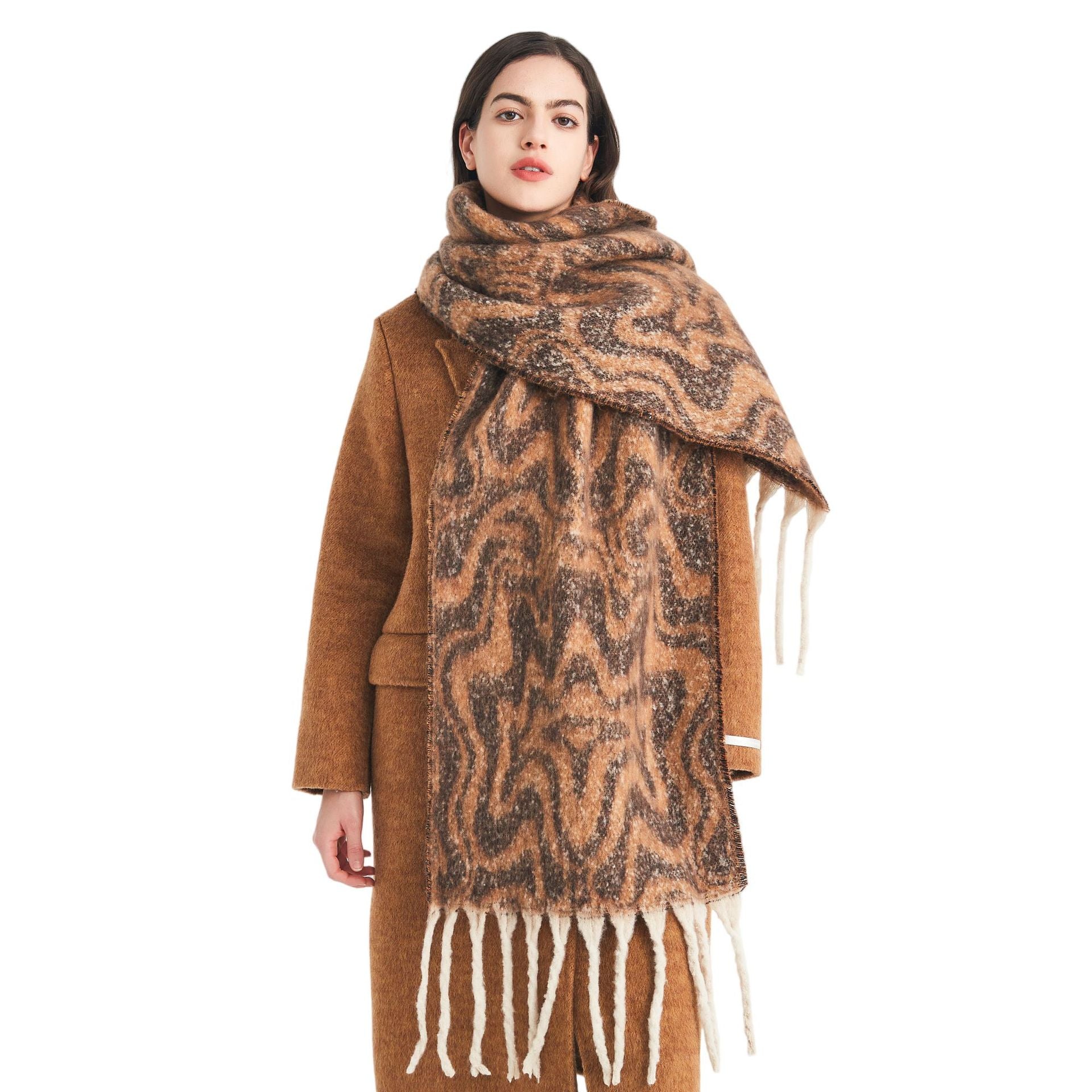 Europe, America autumn and winter circle yarn imitation mohair water ripple jacquard scarf