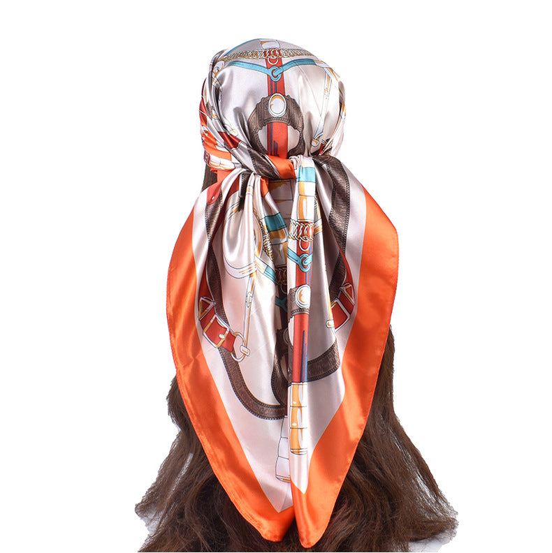 New fashionable ring chain buckle pattern printing high-quality 90 * 90 color square towel