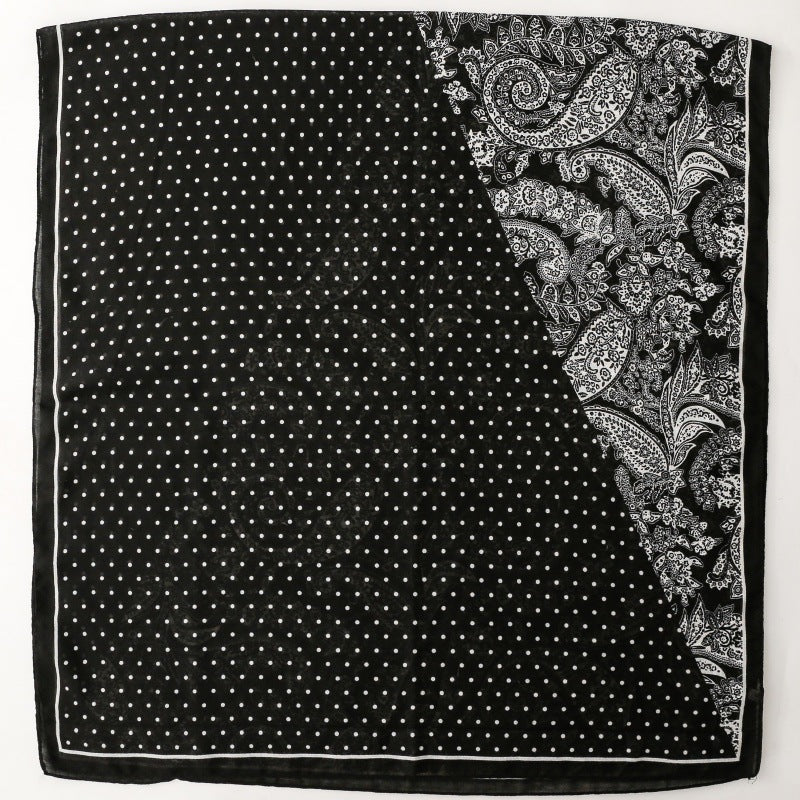 Scarf Women's Autumn and Winter Fashion Double Spell Polka Dot Small Paisley Flower Silk Scarf Travel Vacation Shawl