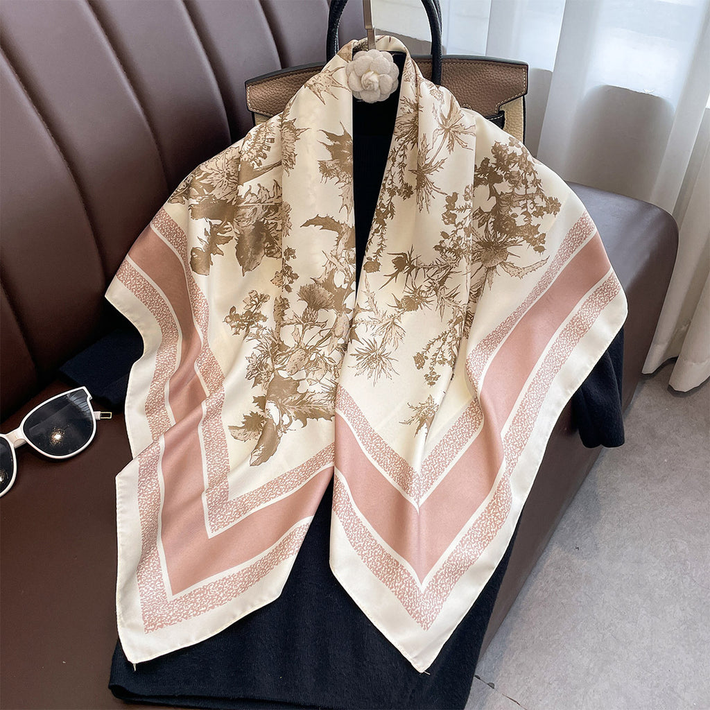 New retro fashion printed 90 square scarves women's spring and autumn thin versatile scarf multi-functional windproof shawl