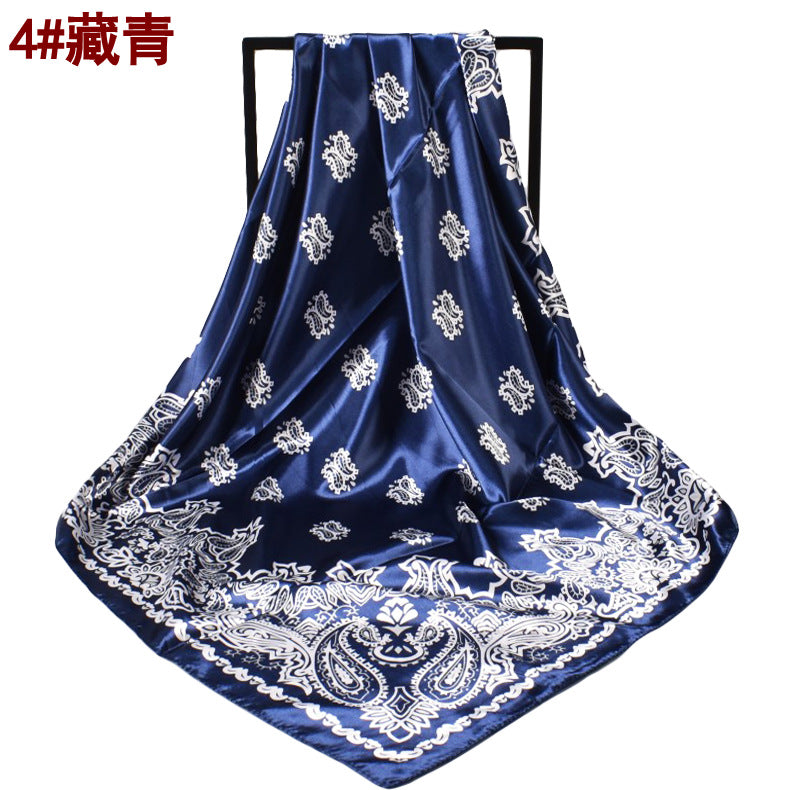 Spring new fashion 90cm-satin cashew flower generous silk scarf, annual scarf