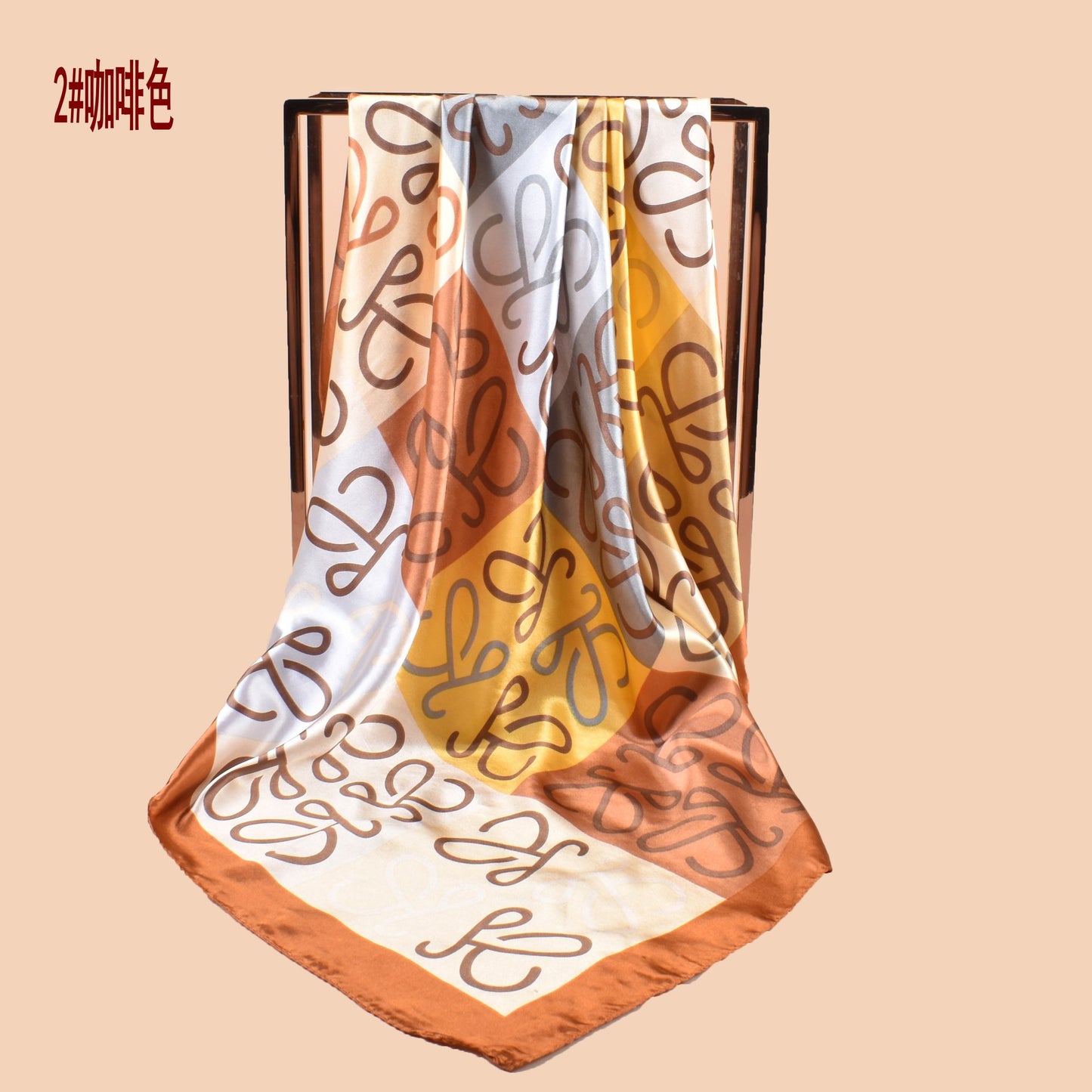 The new foreign style is simple, European versatile 90-satin, printed square scarf, head bag, silk scarf, shawl.