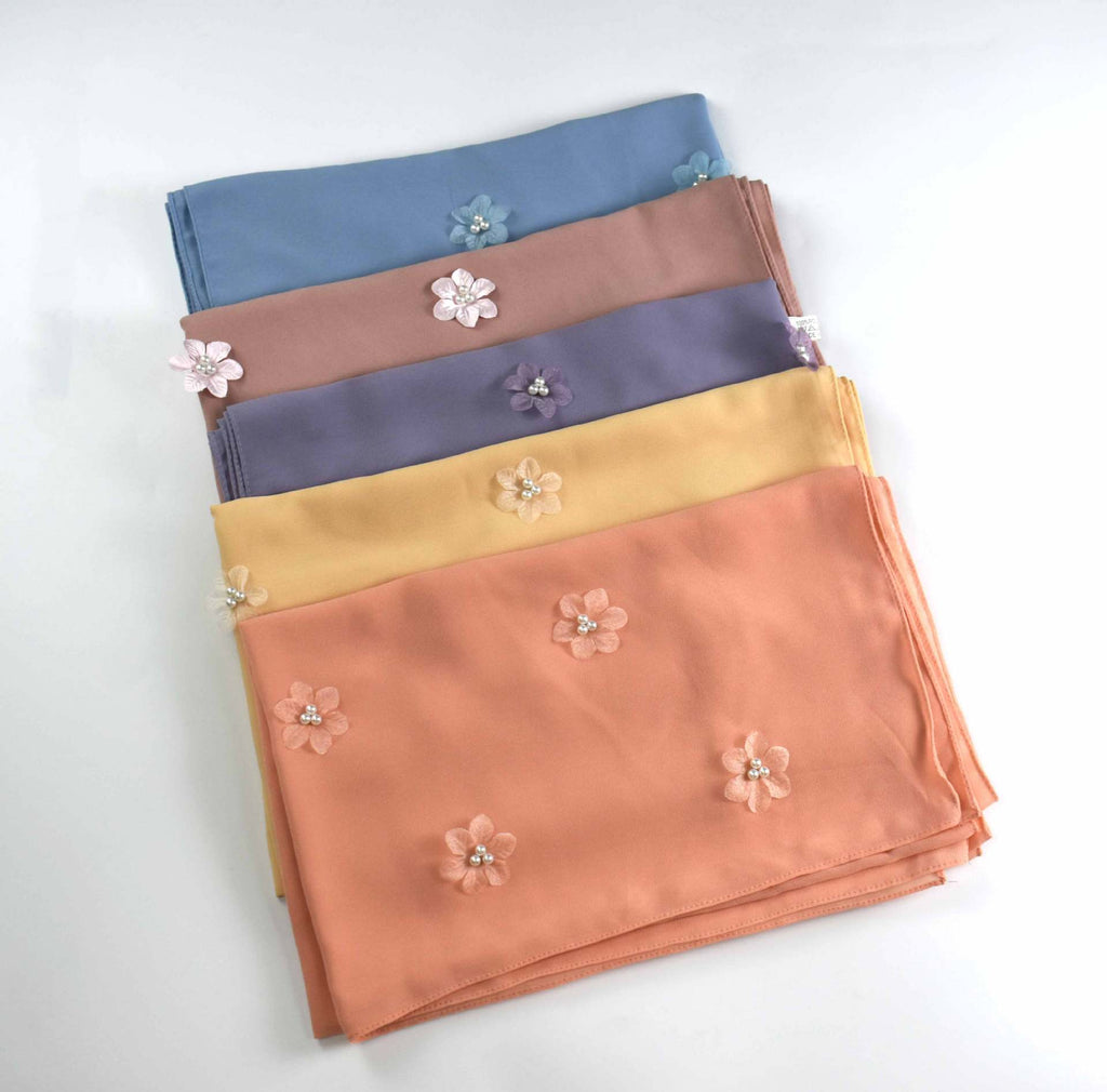 New pearl chiffon flower bead scarf Middle East Africa hijab