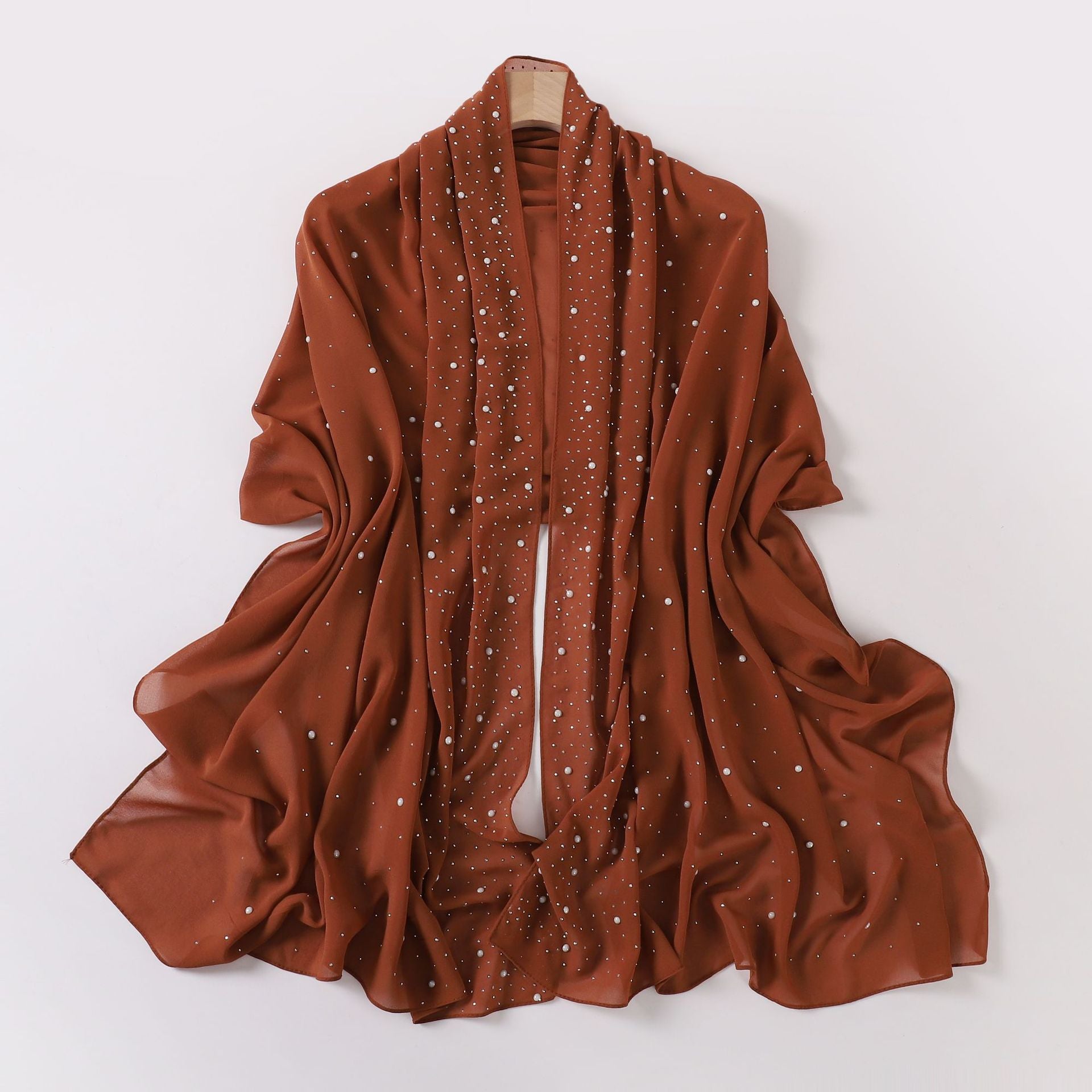 New Pearl Chiffon Ceramic Gypsy Star Diamond Long Towel Yarn Middle East Malay Head Towel hijab