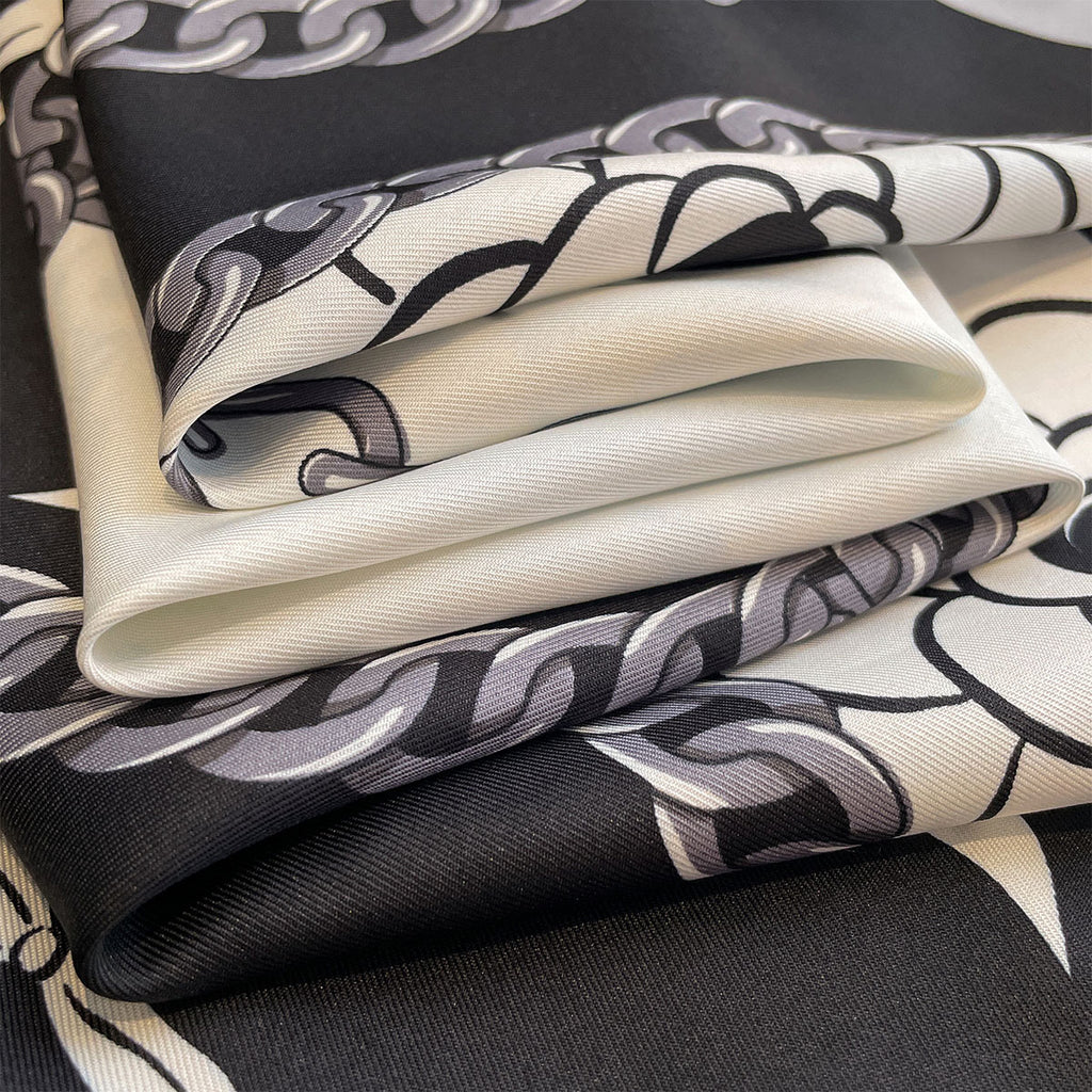 Spring and autumn new oblique silk pattern large square scarf bow flower print square scarf female imitation silk fashion versatile shawl