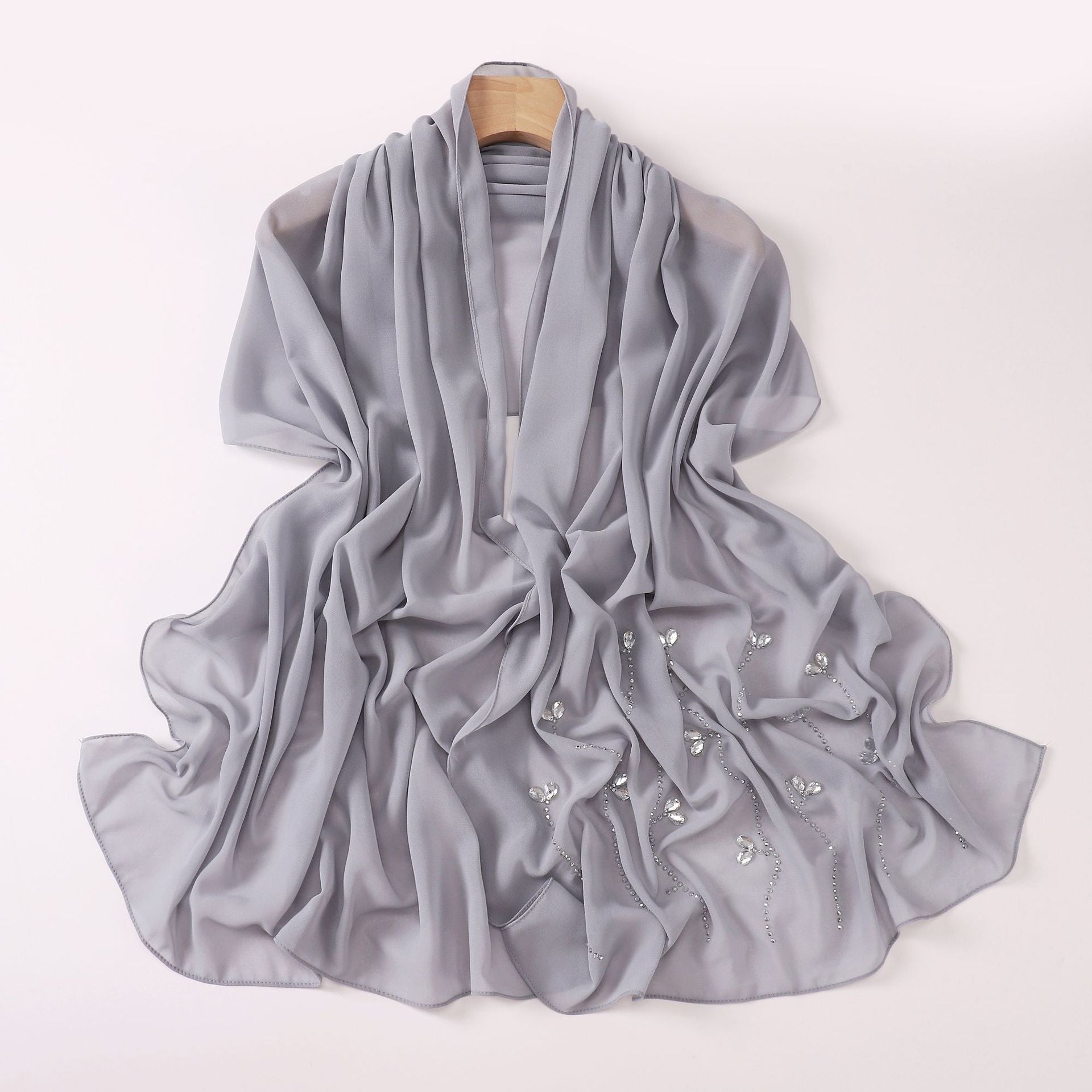 New pearl chiffon long scarf hot diamond rhinestone scarf Middle East and Africa headscarf