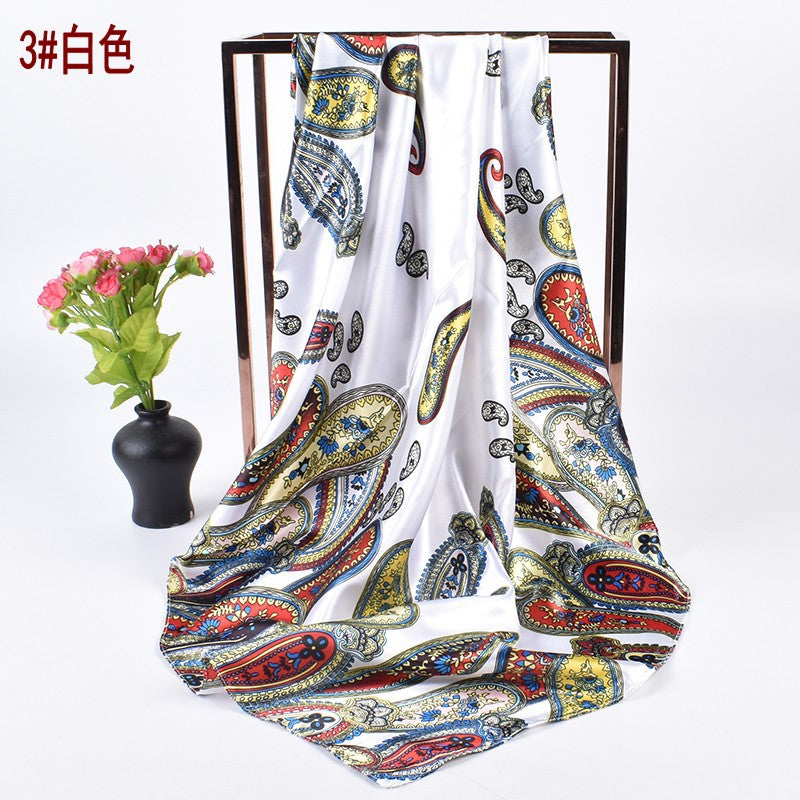 New Fashion Retro Cashew Nut Pattern Printing 90 * 90 Satin Large Square Scarf Silk Scarf
