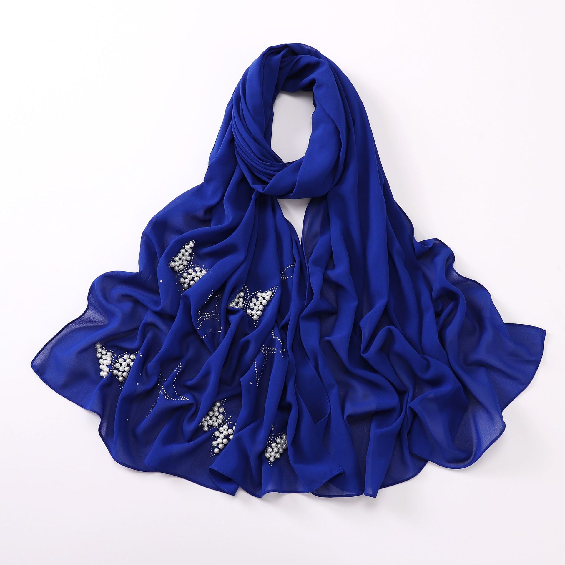 New monochrome chiffon hot diamond beads butterfly scarf gauze malay headscarf middle east Africa hijab