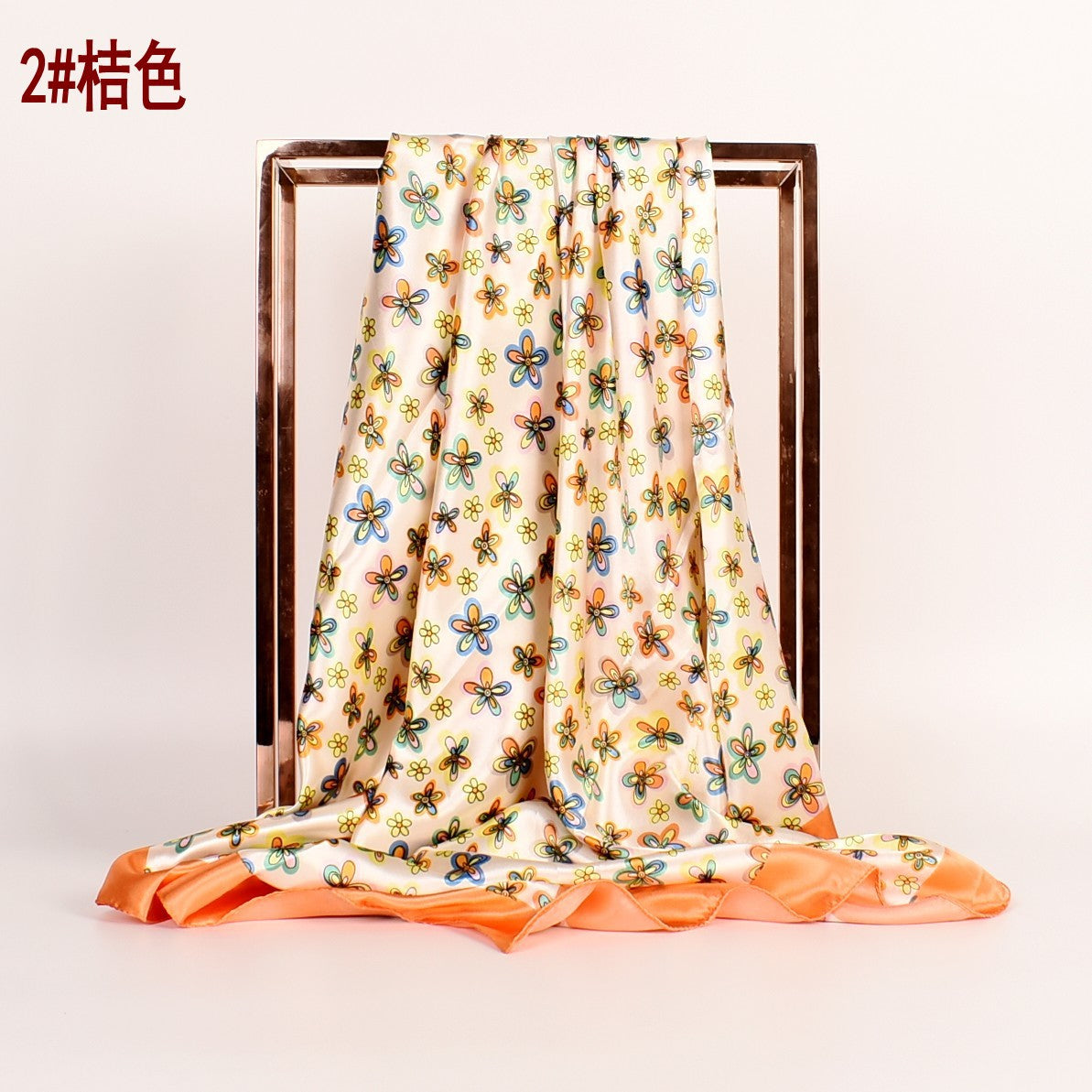 New fashionable and retro flower 90 square scarves for women, printed satin simple square silk scarves, scarves silk scarves