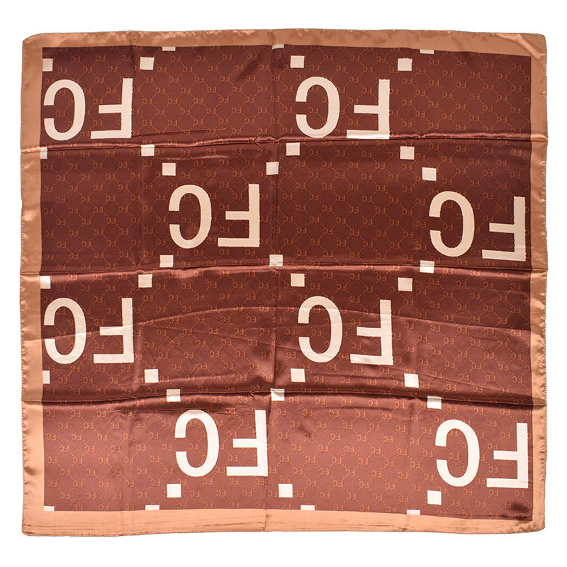 New fashionable rhombus letter pattern printing 90-satin large square towel, headscarf