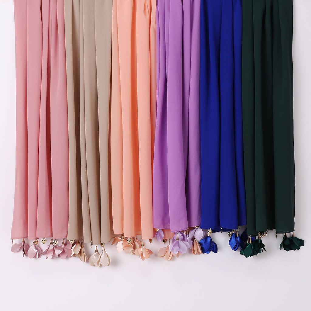 New handmade alloy love flower pearl chiffon scarf middle east headscarf yarn