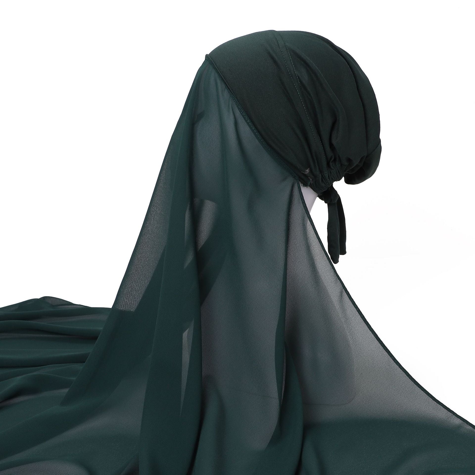 Pearl chiffon bottoming hat set, scarf, milk silk comfortable pullover hat, lazy headscarf.