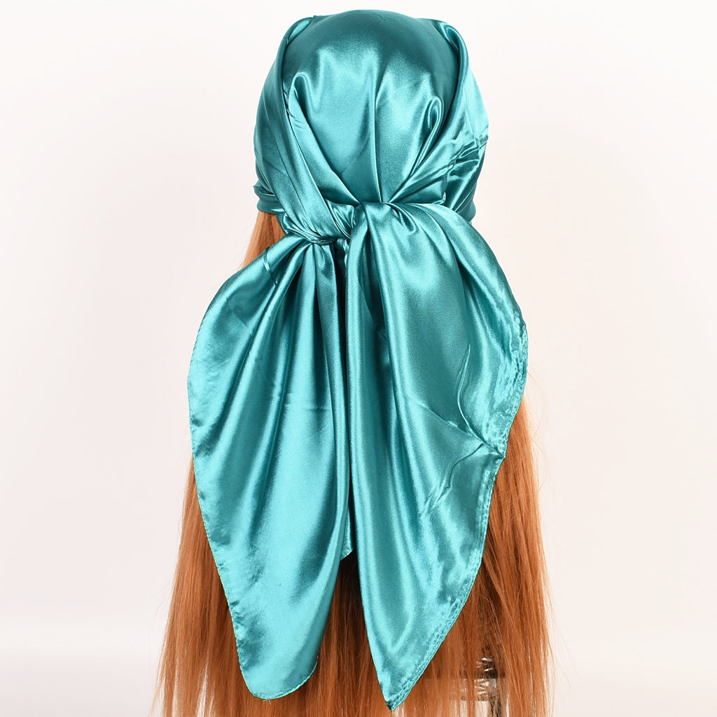 New solid color monochrome women's 90cm imitation silk large square scarf silk scarf, pure color square scarf advanced sense