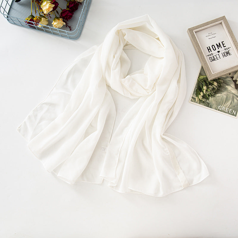 New solid color chiffon  velvet webbing long scarf thin Middle East headscarf Malaysia Indonesia hijab