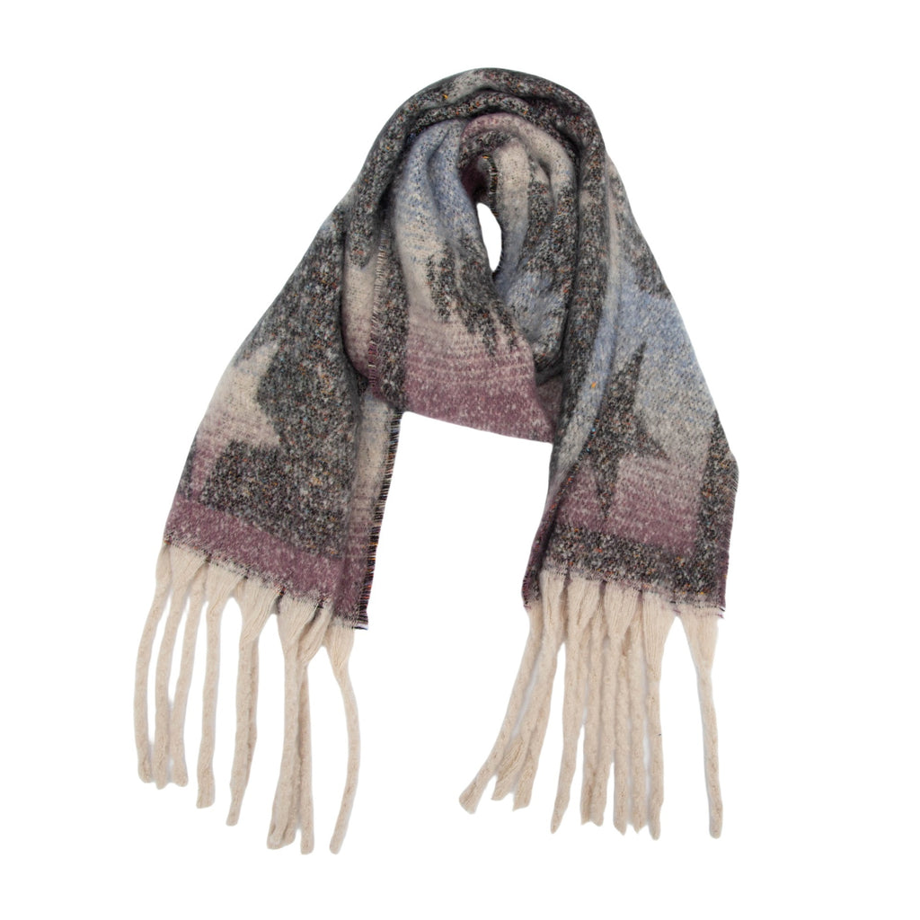 2025 new European and American autumn and winter circle yarn imitation mohair jacquard star fringed scarf