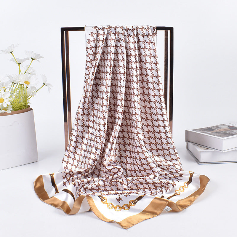 New chain, Arc de Triomphe pattern, universal in all seasons, fashionable 90-color square scarf, headscarf, scarf, silk scarf.