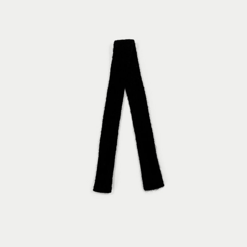 Matching Korean version knitted thin strip wool blended solid color scarf women's spring and autumn concave shape personalized thin scarf