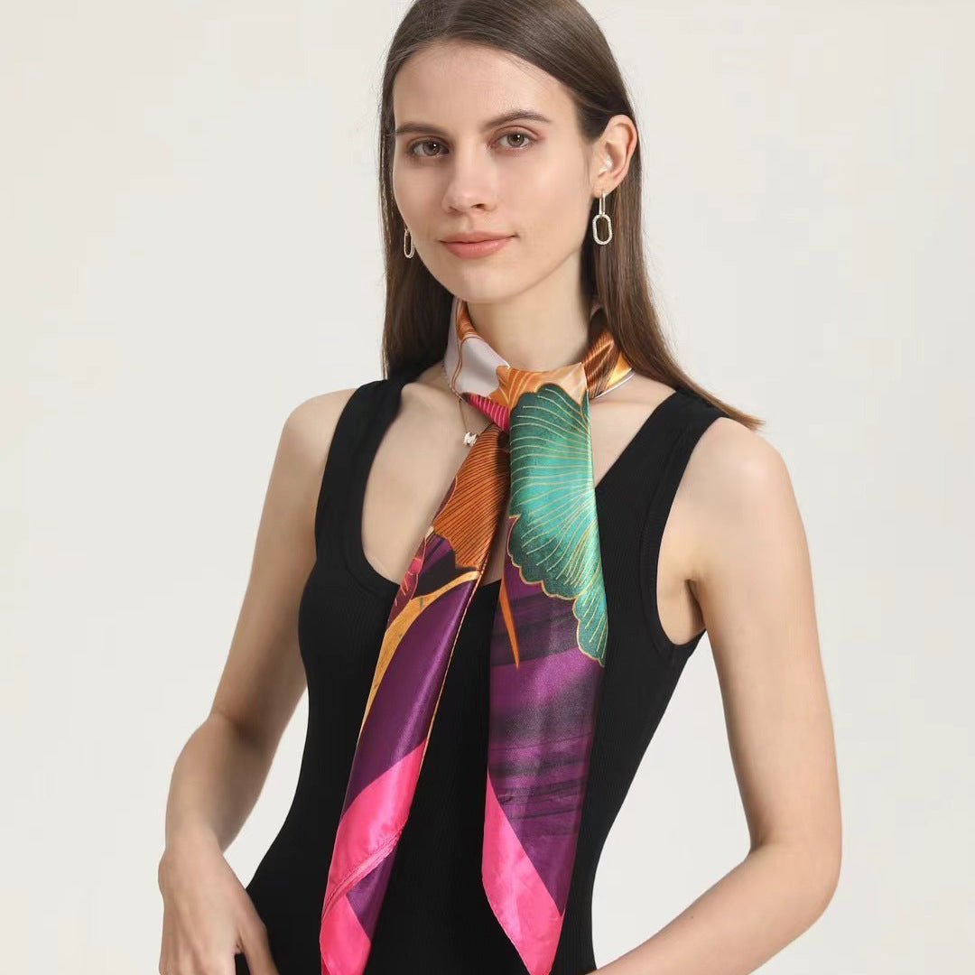 Indonesian, Malay women's head scarf, imitation silk and satin 90cm large square scarf, outer scarf