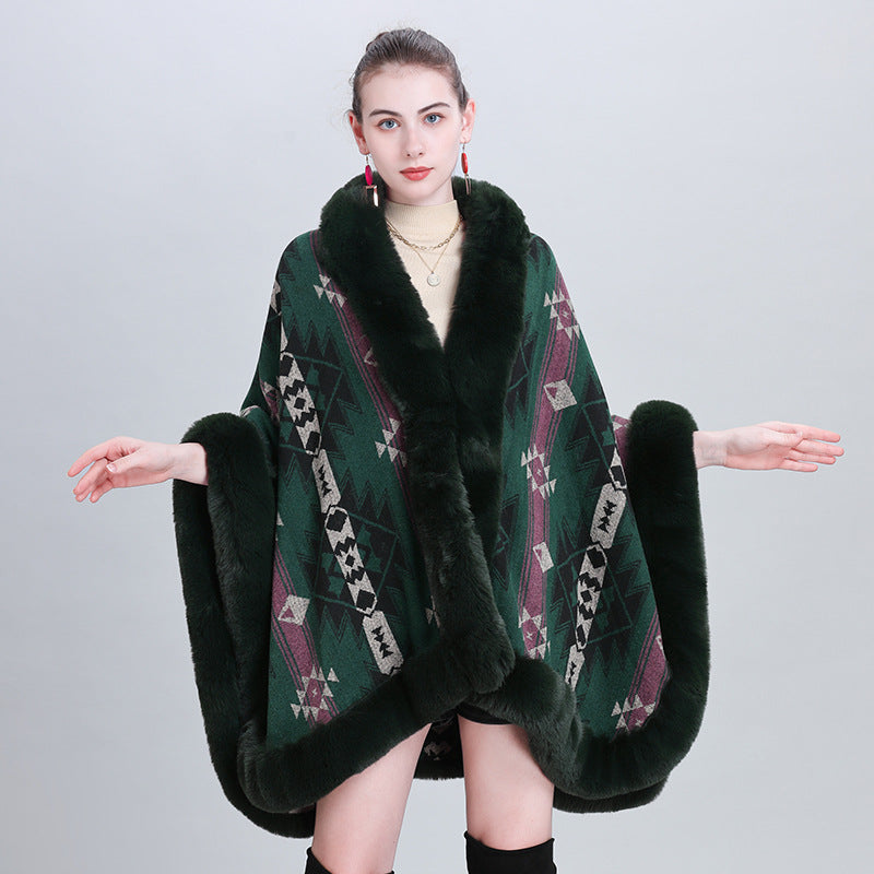 European and Korean autumn and winter new scarf shawl fashion fur collar jacquard cape shawl 0984 #