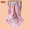 New 90cm satin leaf flower cashew flower printed square scarf with sunscreen, bag head silk scarf decoration, scarf