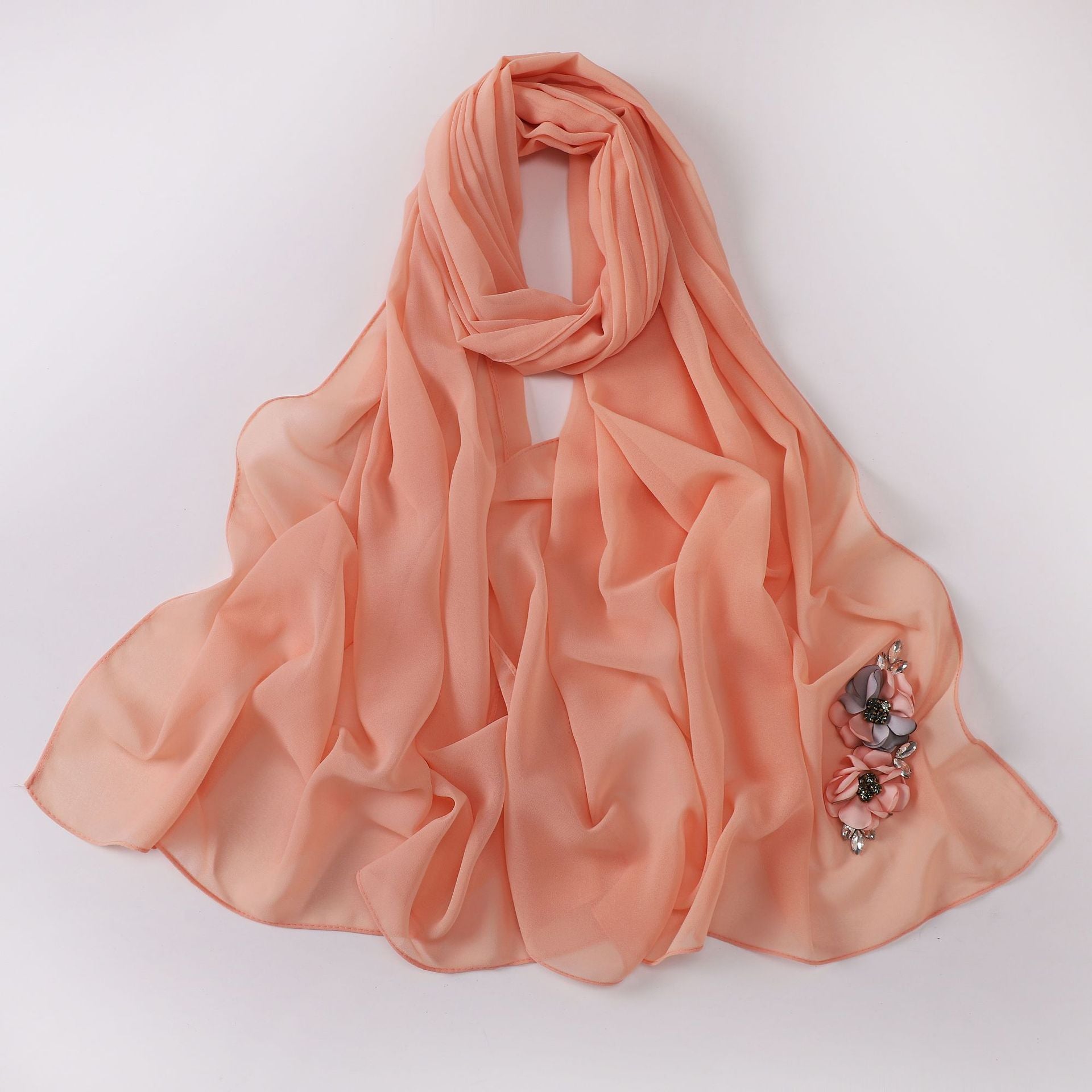 New pearl chiffon flower headscarf hijab Malaysia Hijab Shawls