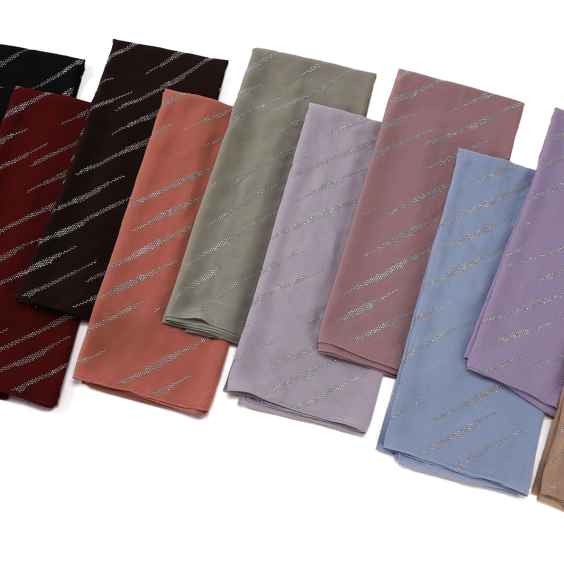 New Pearl Chiffon Slant Strip Hot Diamond Long Towel Yarn Malaysia Indonesia African Headscarf
