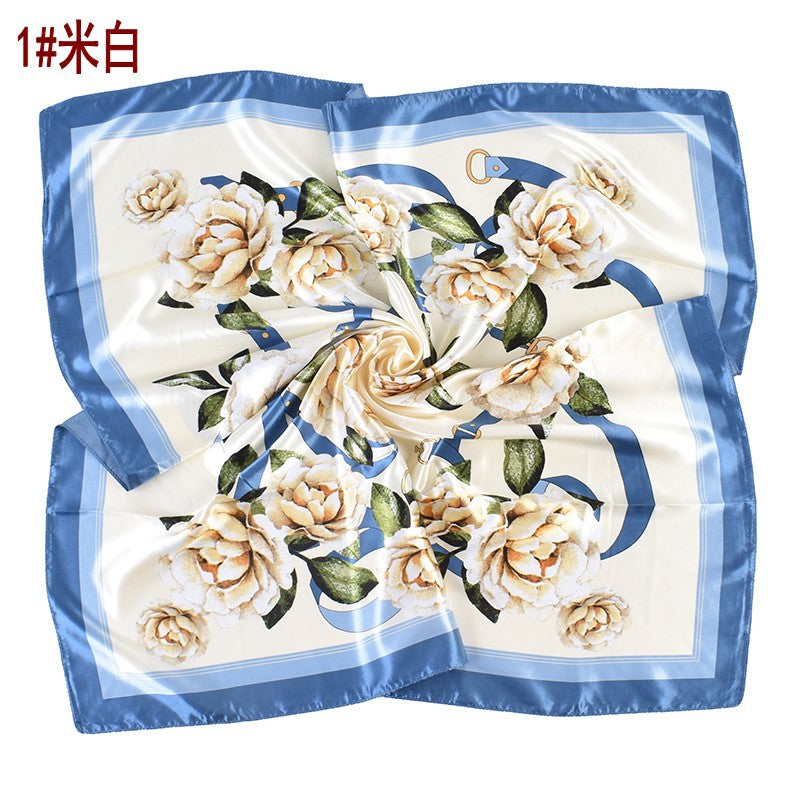 New fashionable and elegant natural flower pattern printing high-quality 90 * 90 color square towel