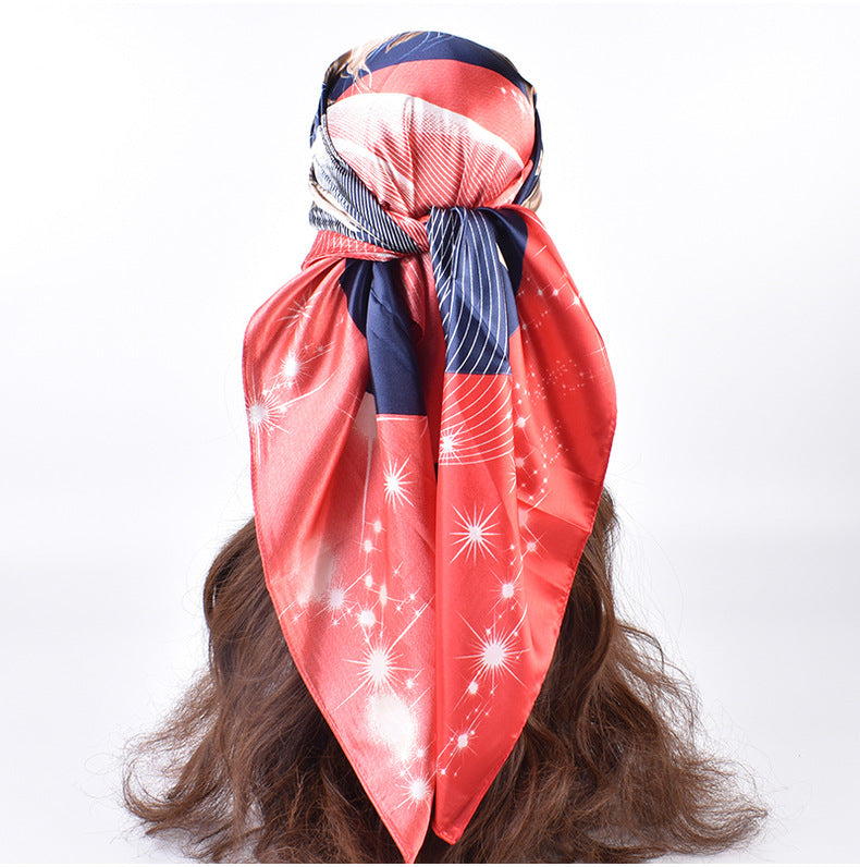 New fashionable versatile flying horse pattern printing high-quality 90 * 90 satin square towel