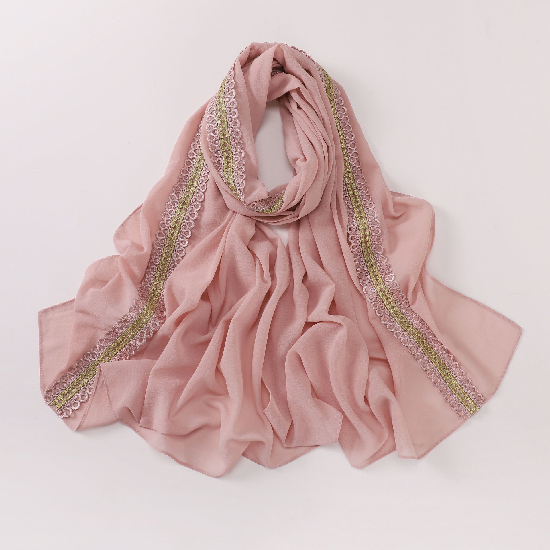 New pearl chiffon color lace long towel, yarn towel, Middle East, Africa, Malaysia, Indonesia headscarf