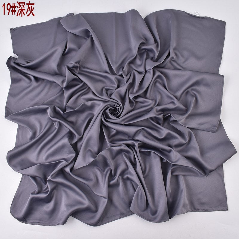 Autumn and winter new Malaysian imitation silk matte satin monochrome solid color 90 plain simple square towel batch