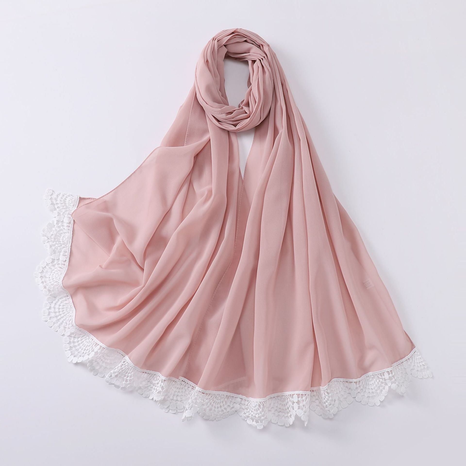 New solid color pearl chiffon lace scarf Middle Eastern headscarf  scarf Malaysia