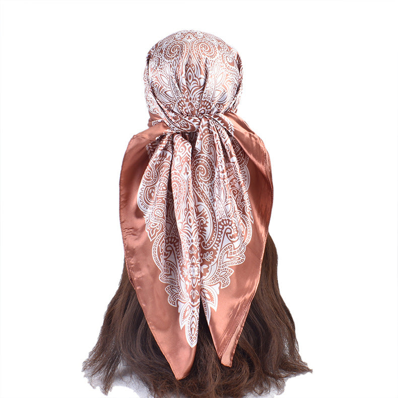 New European style fashion cashew flower pattern 90 satin large square scarf headscarf scarf