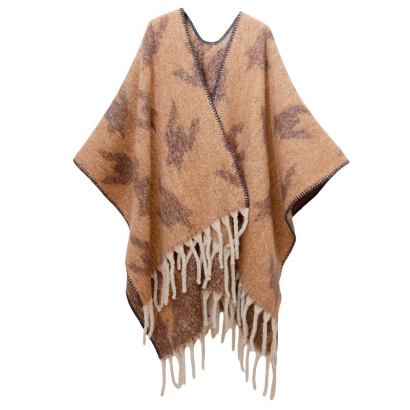 Shawl 2025 new European and American autumn and winter circle yarn imitation mohair thickened thousand bird grid shawl