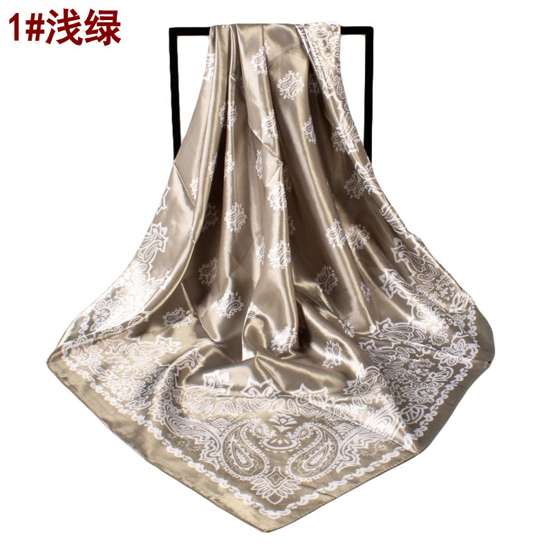 Spring new fashion 90cm-satin cashew flower generous silk scarf, annual scarf