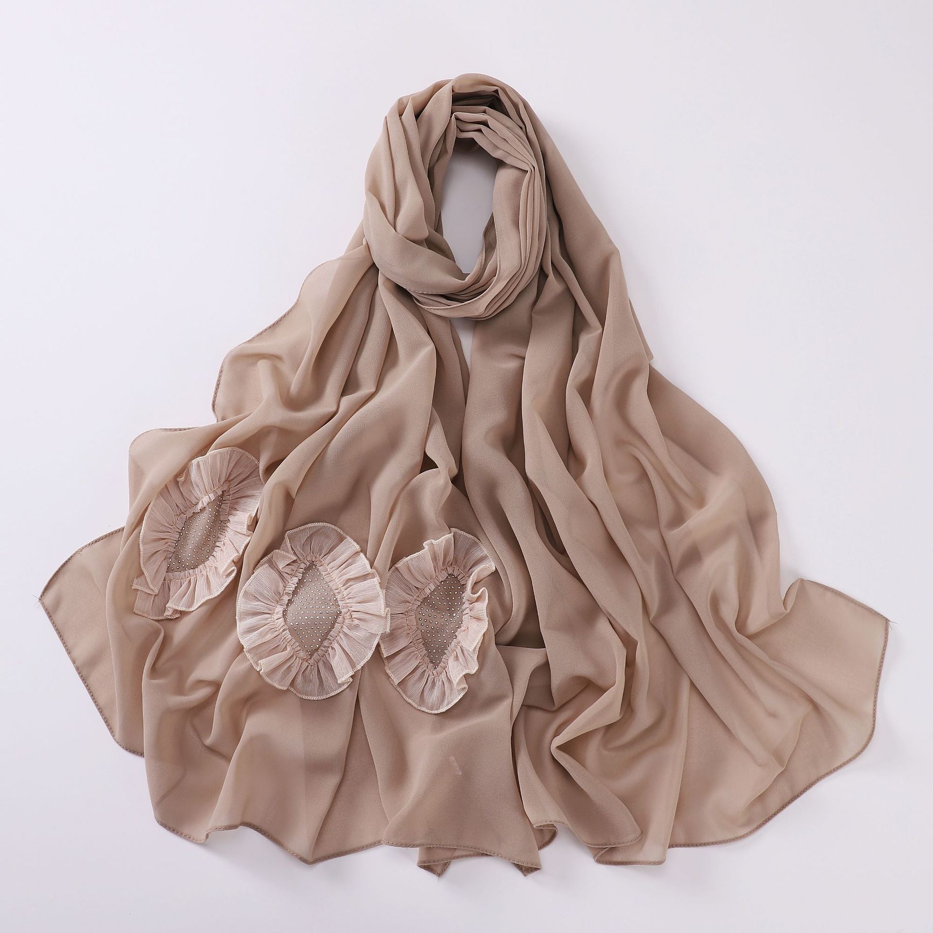 New pearl chiffon scarf, hot diamond pleated lace long scarf, Middle East and Africa headscarf, Malay hijab