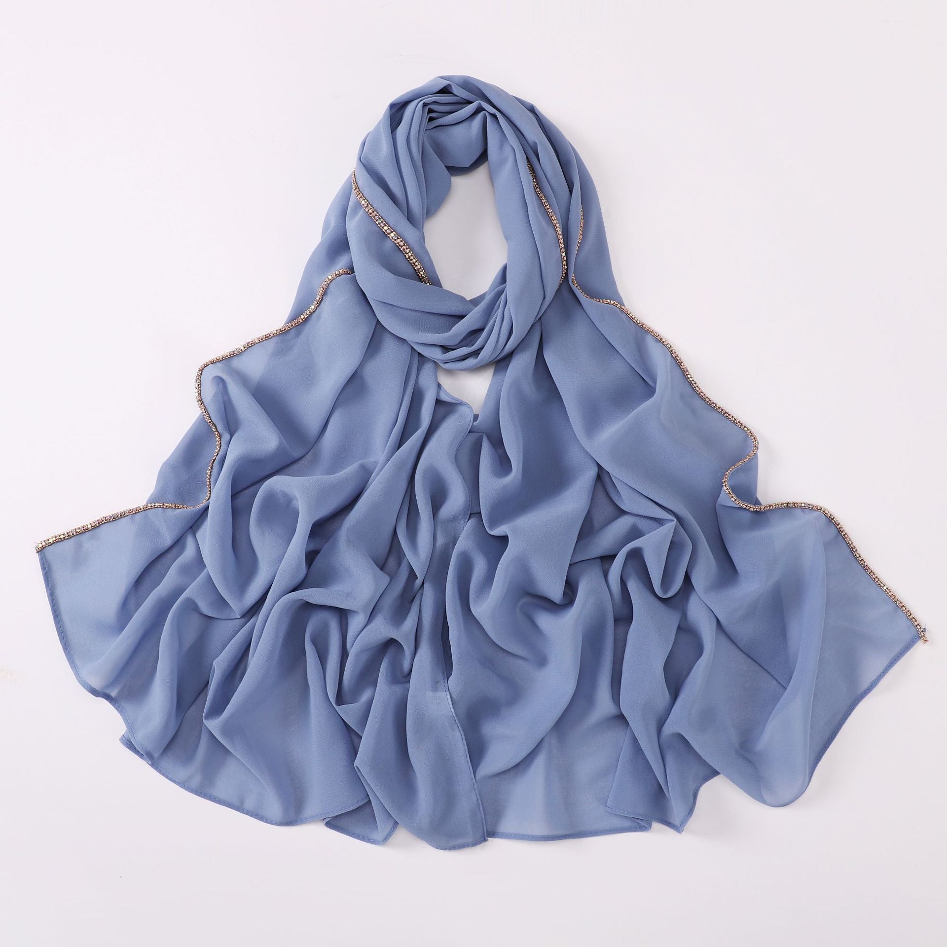 Diamond copper chain washable chiffon scarf yarn scarf Middle East Africa headscarf Malay headscarf