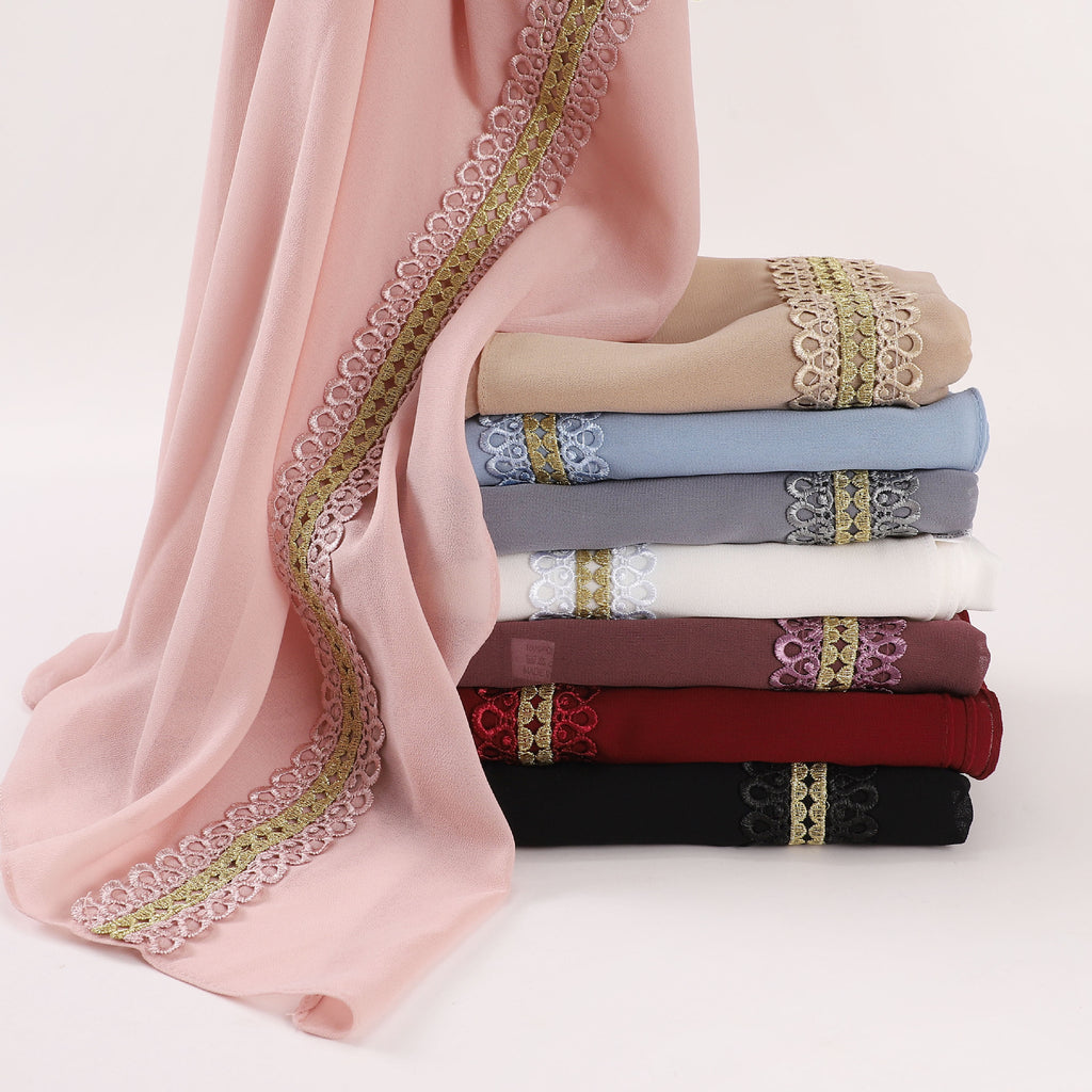 New pearl chiffon color lace long towel, yarn towel, Middle East, Africa, Malaysia, Indonesia headscarf